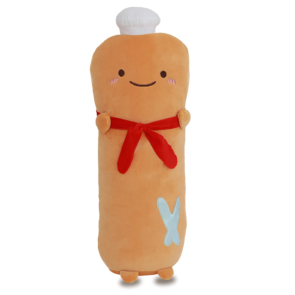 MDXMY 20.8'' Funny Toast Pillow - Soft Sliced Bread Plush Toy with Red Scarf (Baguette B) - Perfect for Home Decor, Gifts, and Couch Cuddling