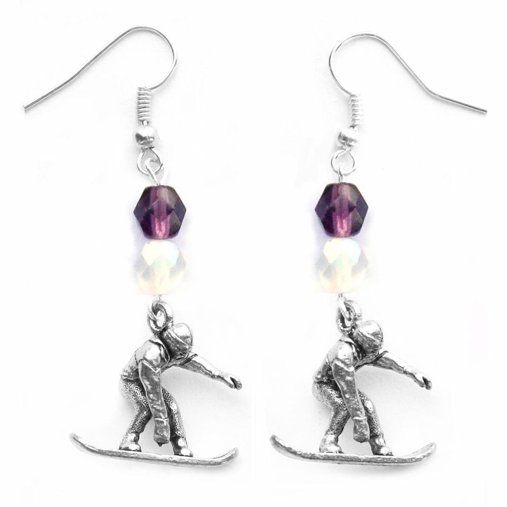 Snowboarder Snowboarding Earrings - All School & Team Colors - Perfect for Winter Sports Fans & Snowboard Enthusiasts