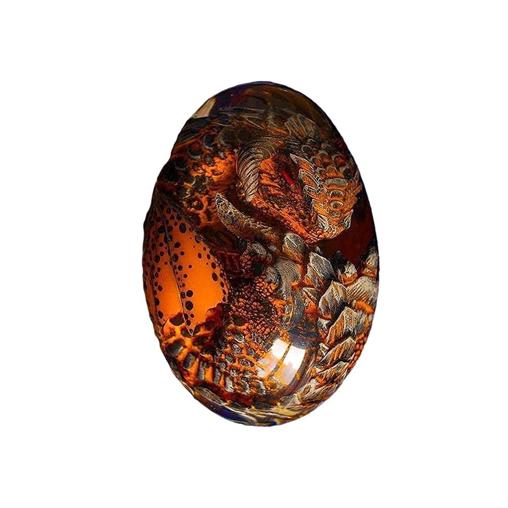 Boxwizard Lava Dinosaur Egg Ornaments - Crystal Clear Resin Dragon Egg Decor, Handmade Dino Statue Collectible Souvenir Gift for Kids | Birthday Party Favors, Room Decor, Christmas Tree Ornaments