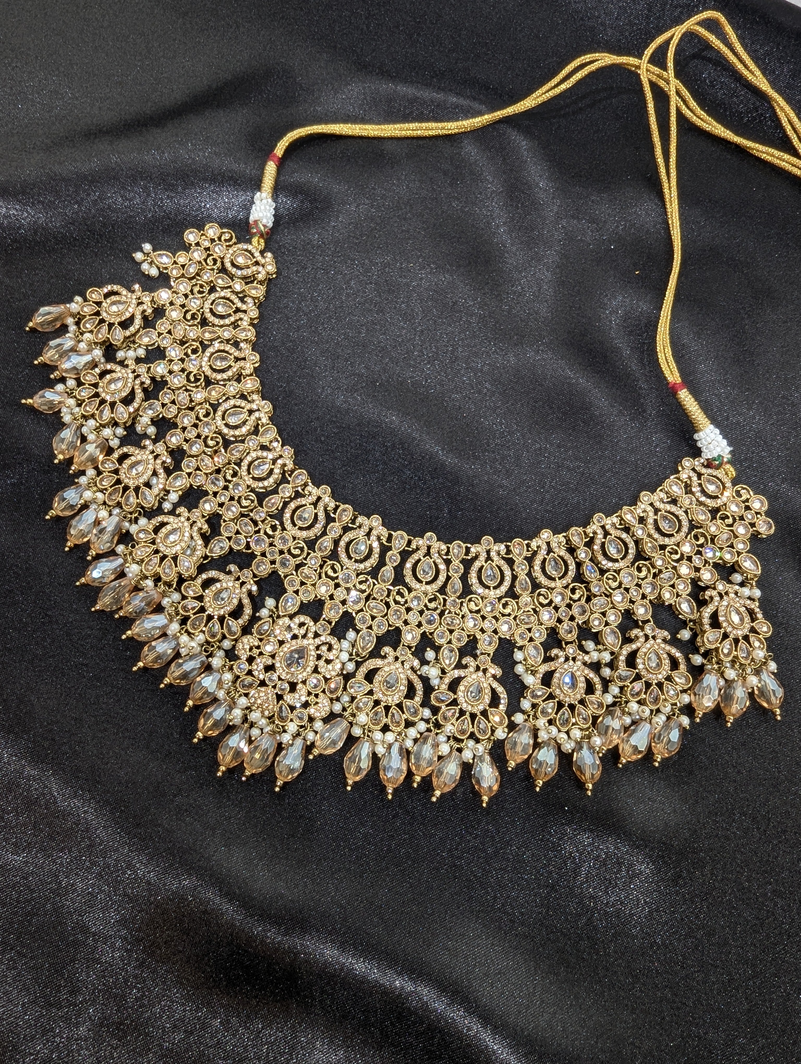Vanya Polki Semi Bridal Jewelry Set - Elegant Necklace & Earrings for Weddings, Parties & Special Occasions