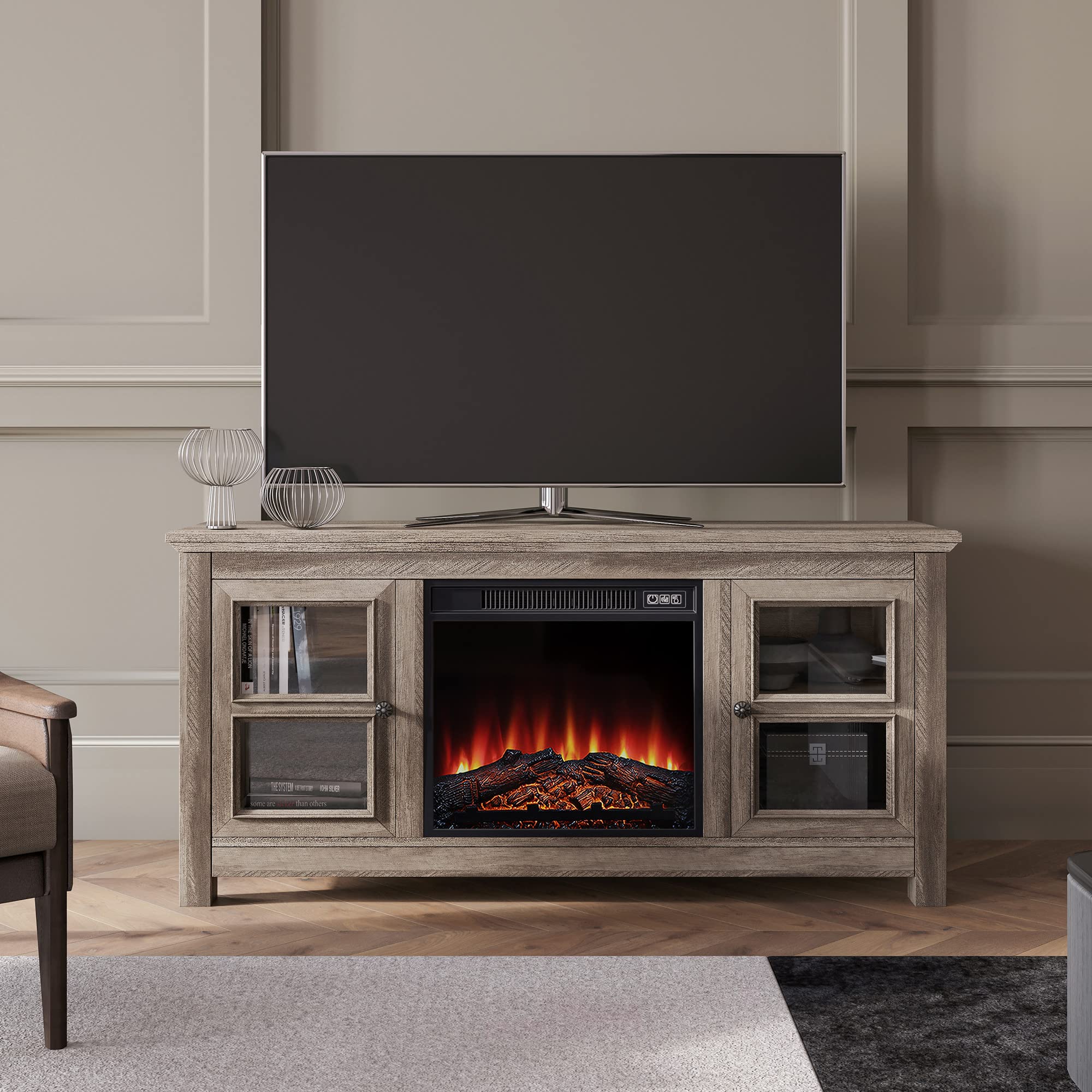 BELLEZE 50 Inch Modern Farmhouse TV Stand with 18