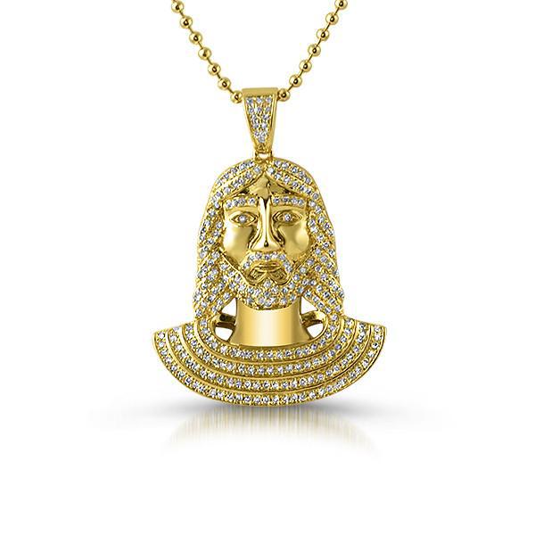 14K Gold Iced Out Small Jesus Pendant Necklace Set for Men - Religious Jewelry Gift for Baptism, Confirmation & Church Occasions