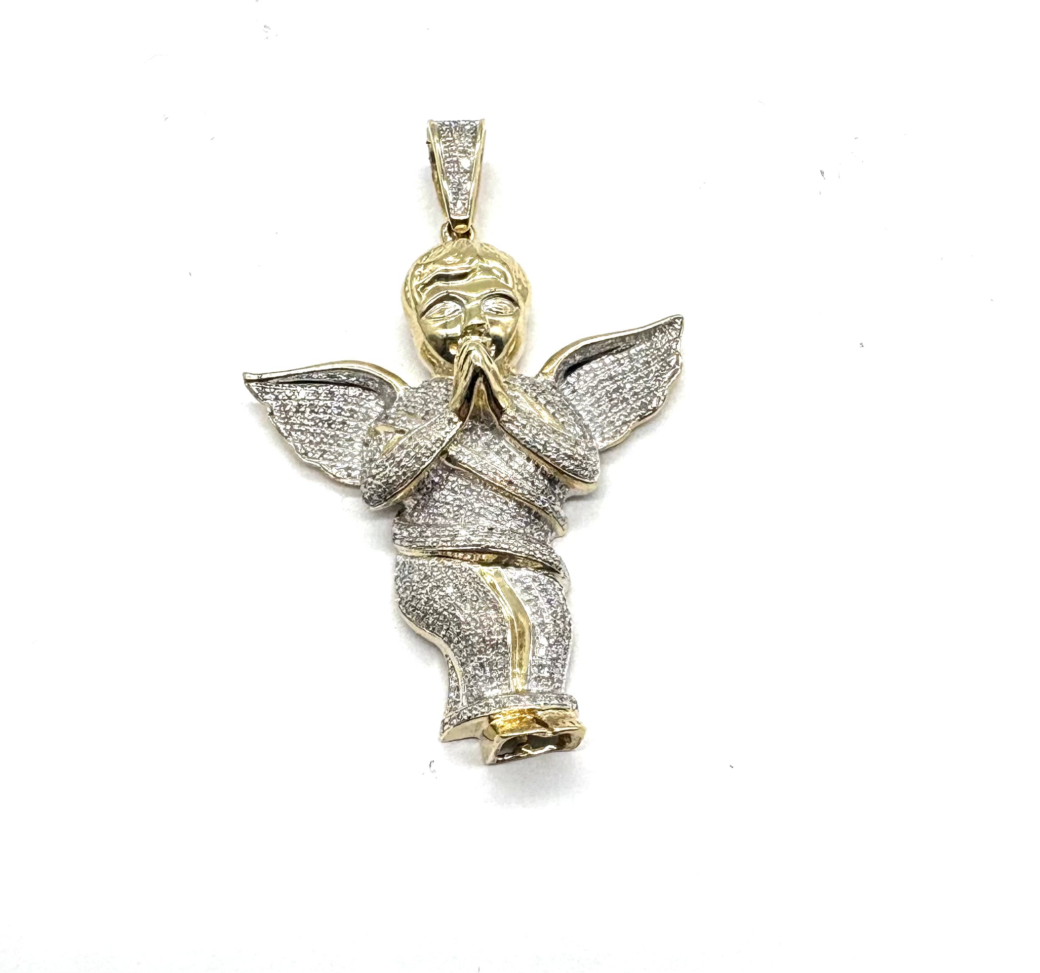 10K Yellow Gold Diamond Baby Angel Pendant Necklace - Elegant Gift for Baptism, Christening & Newborn Celebrations - Perfect for Birthdays, Baby Showers & Special Occasions