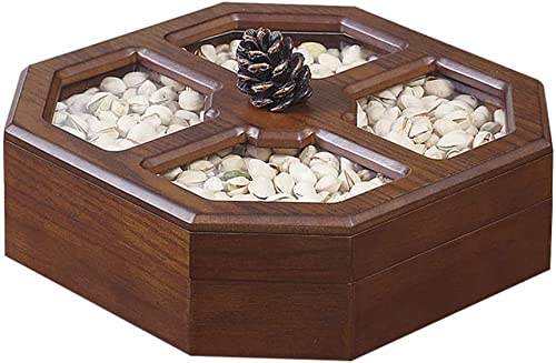 Wooden Serving Tray with Lid - Reusable Compartmentalized Snack Platter for Nuts, Dried Fruits & Party Snacks | Perfect for Living Room Entertaining, Coffee Table Storage & Hostess Gifts