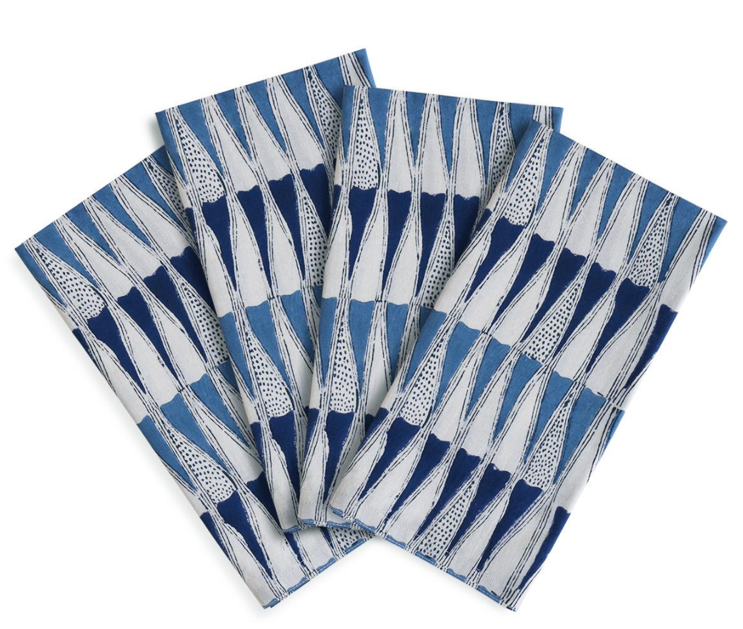 Premium Tangier Denim Napkins Set of 4 - Reusable Cotton Table Napkins for Dinner Parties, Picnics & Everyday Use - Eco-Friendly Kitchen & Dining Essentials