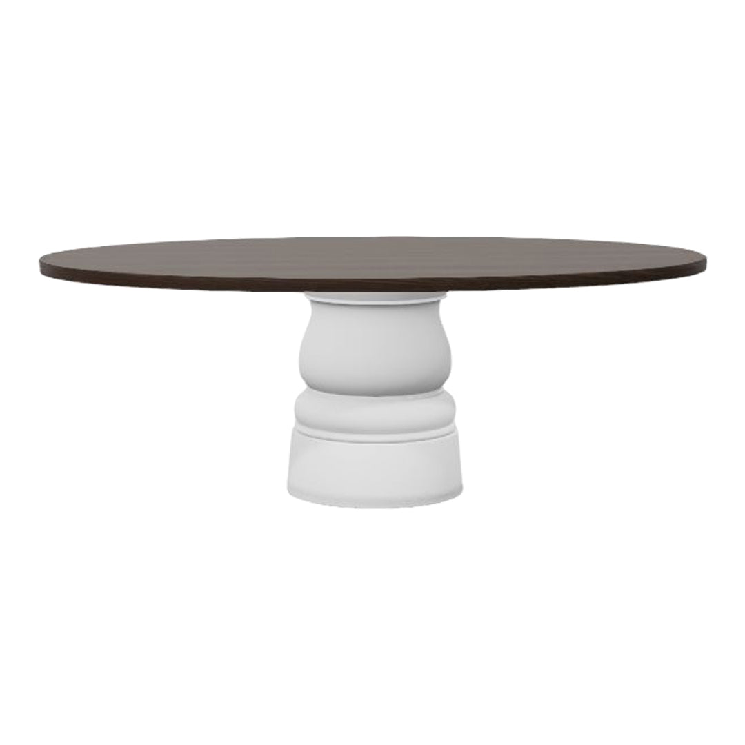 Small Oval Container Dining Table with Single Antique Foot - Perfect for Compact Spaces, Kitchen Nooks & Cozy Breakfast Areas