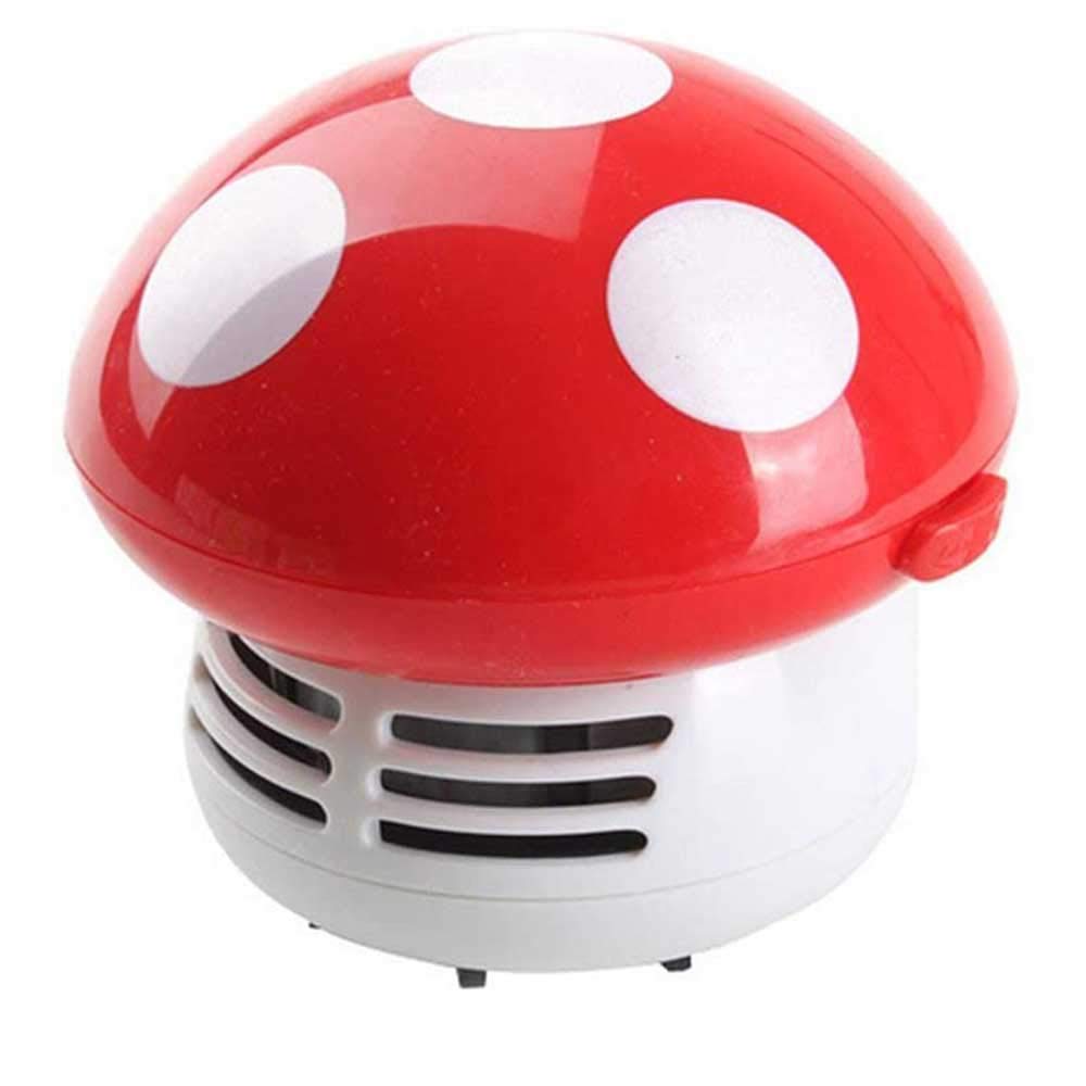 HONBAY Mini Mushroom Vacuum Cleaner - Portable Desk Dust Sweeper for Home & Office (Red)