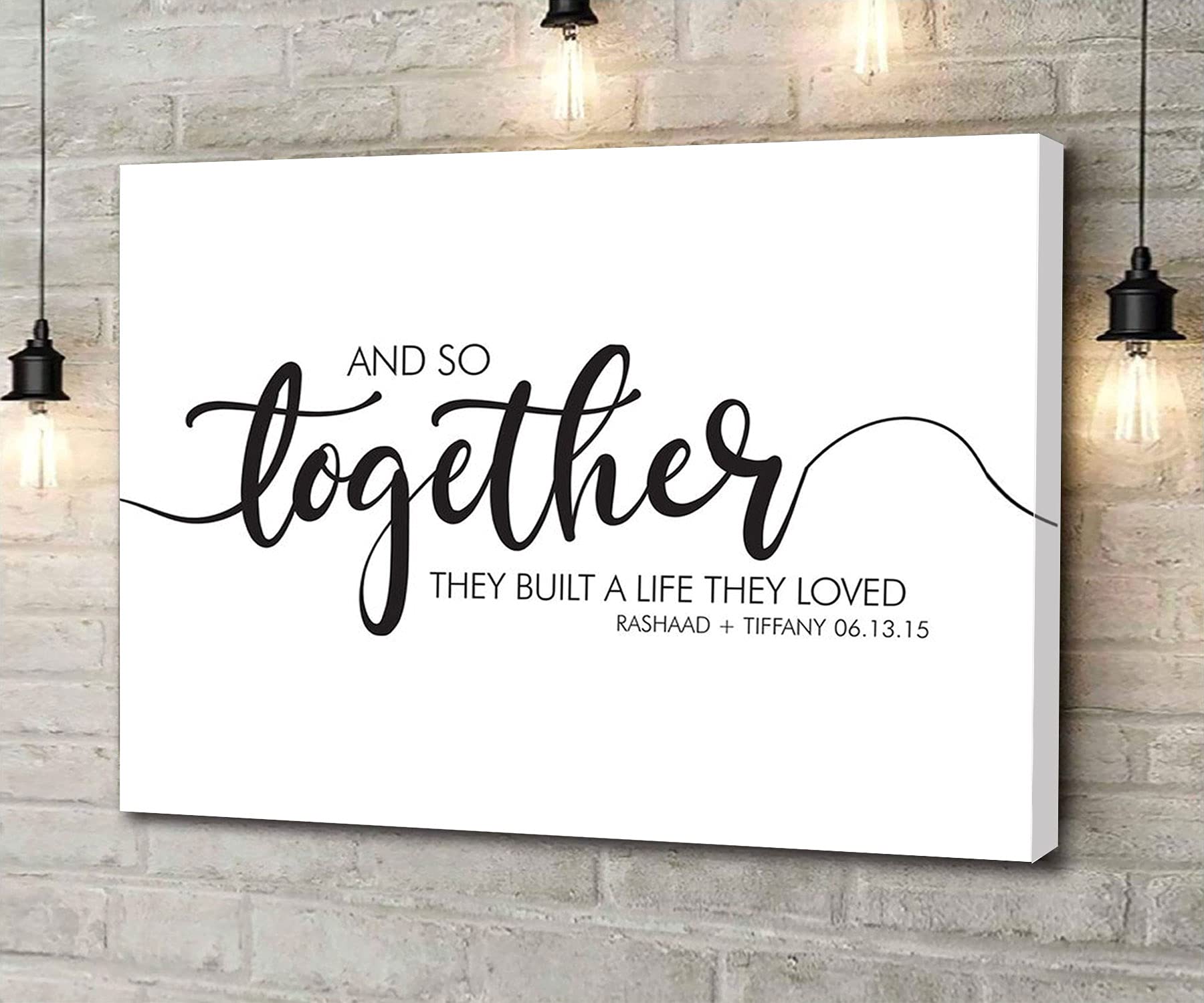 Framed Canvas Wall Art 'So Together They Built A Life They Loved' Sign - 16''x24'' Home Decor for Master Bedroom, Living Room, Bathroom & Office - Perfect Gift for Wife & Romantic Couples - Inspirational Print Above Bed or Wall Decor