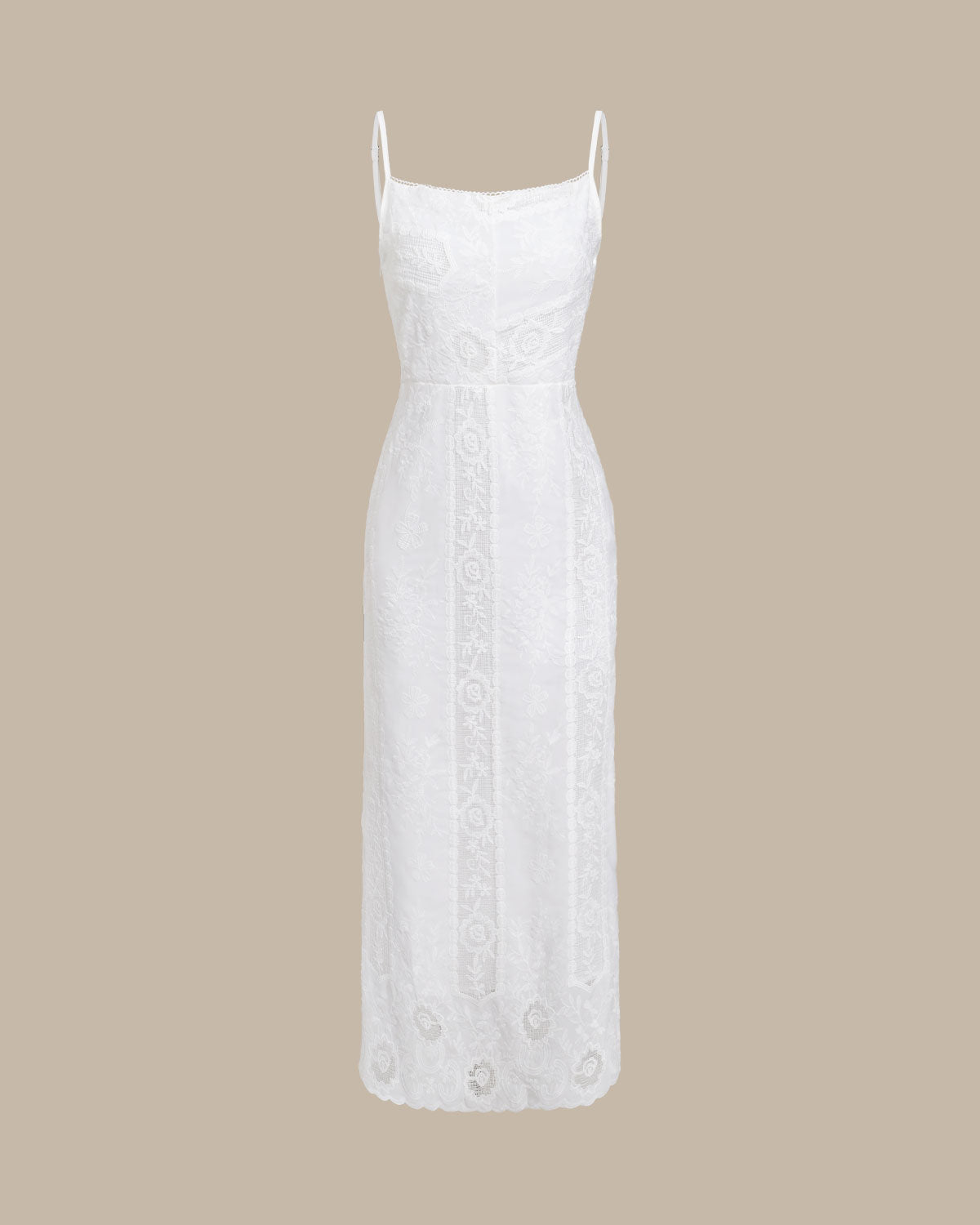 Elegant White Lace Textured Slip Maxi Dress for Women - Perfect for Weddings, Parties & Summer Vacations