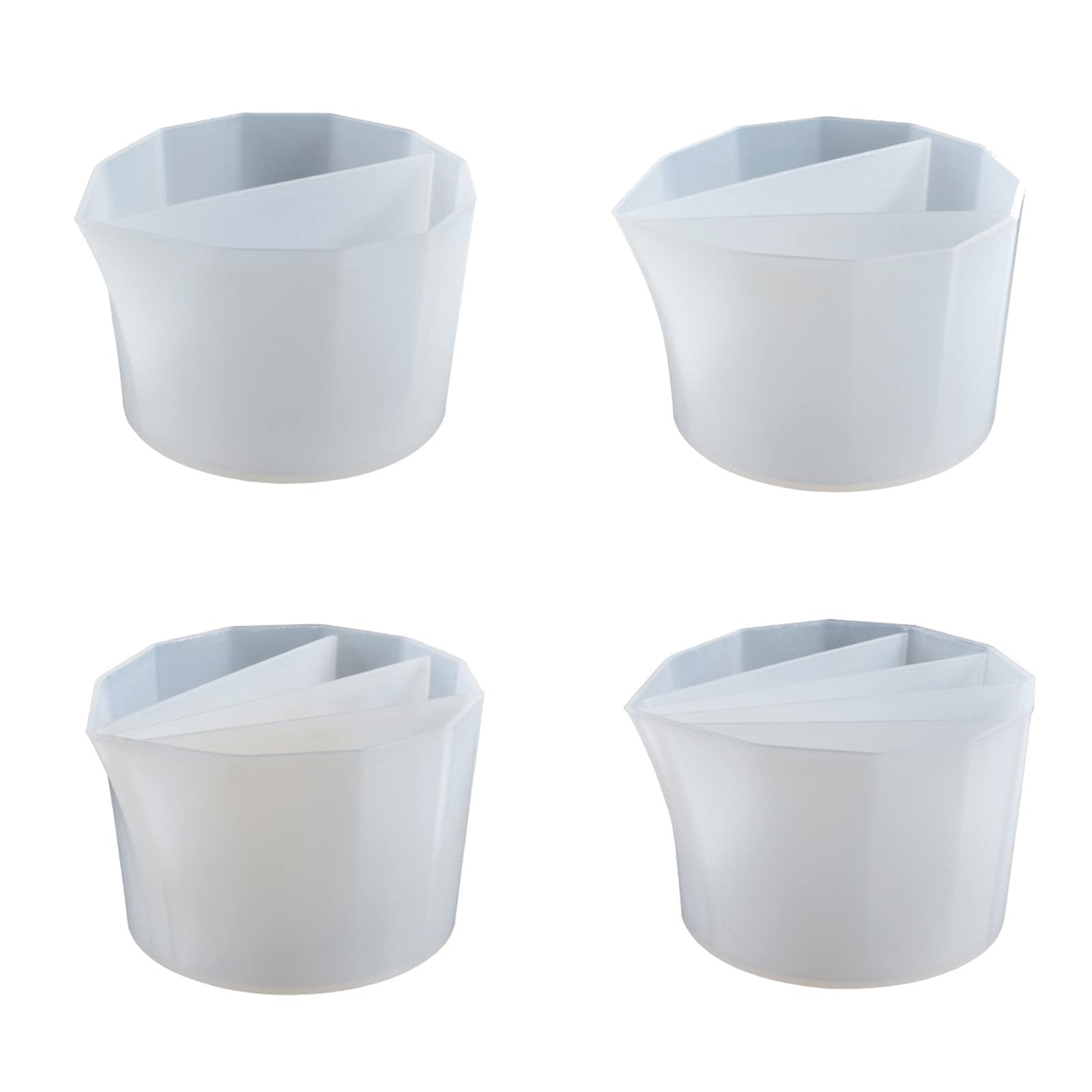 4pcs Reusable Silicone Paint Mixing Cups - 2/3/4/5 Channel Color Divider Tools for Acrylic, Resin & Crystal Glue | Perfect for DIY Art Projects, Fluid Painting & Epoxy Resin Crafts