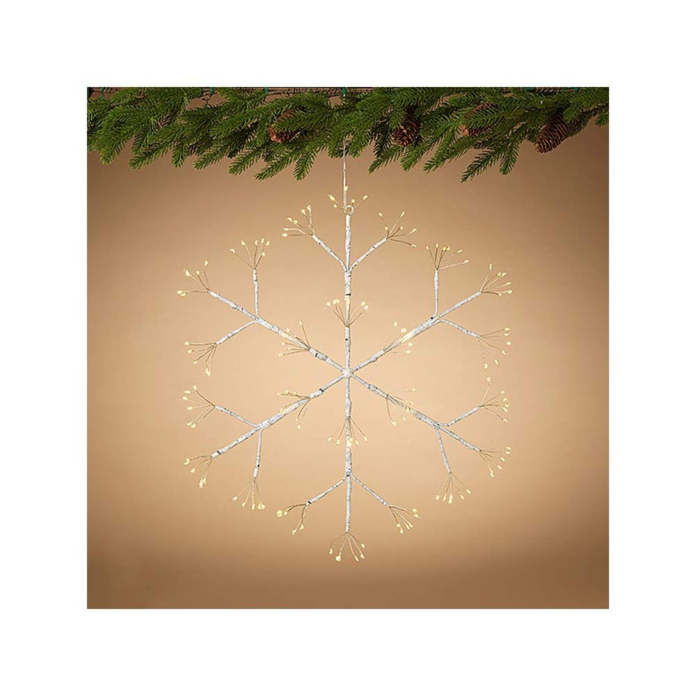 20-Inch Battery Operated White Snowflake Christmas Decor with Timer - Indoor/Outdoor Holiday Decoration for Home, Yard, and Party Decorating