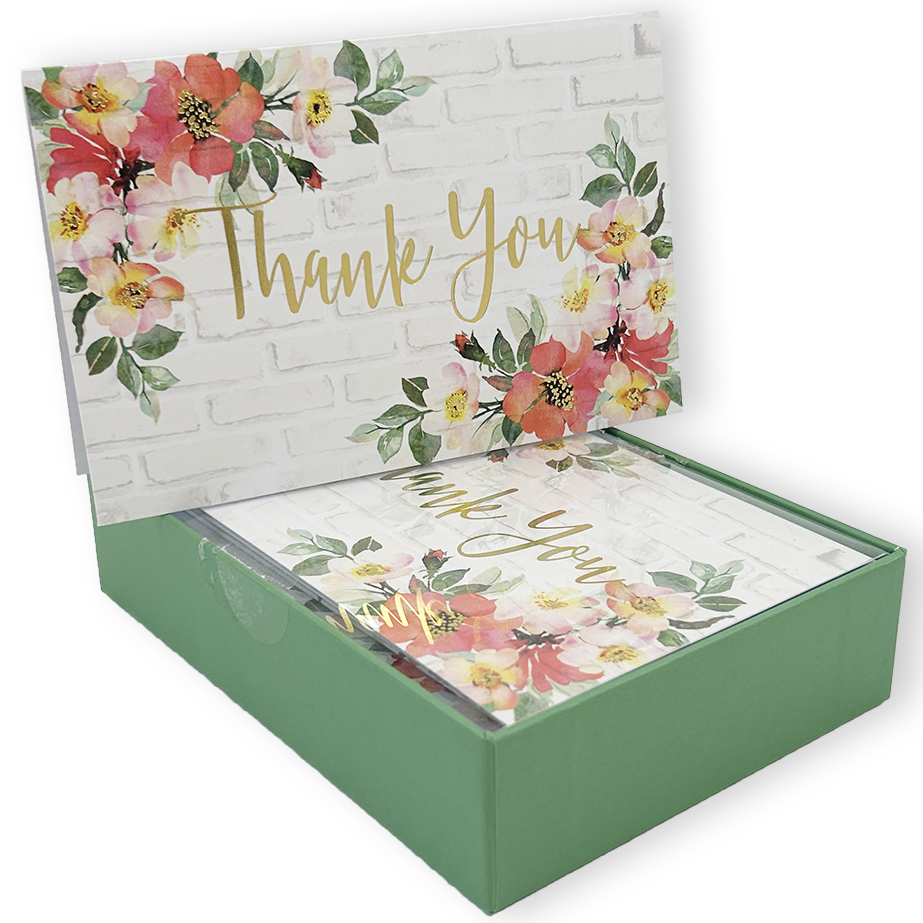 Bricks and Blossoms Thank You Note Cards - Elegant Floral Stationery for Weddings, Baby Showers & Appreciation Gifts
