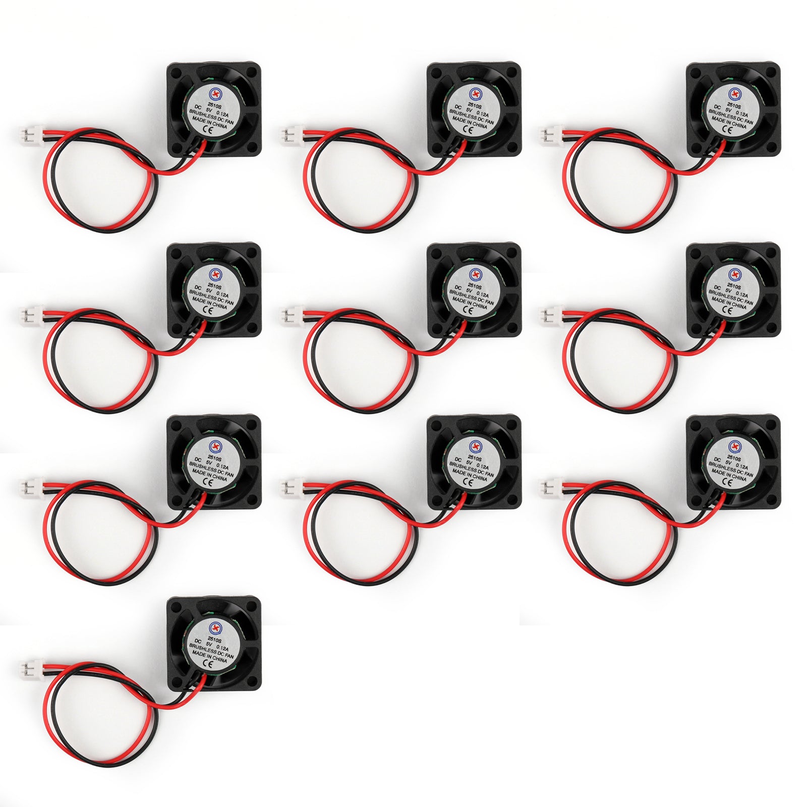 10PCS DC Brushless Cooling Fan 5V 2510s 25x25x10mm 0.12A 2 Pin - Ultra Quiet PC Computer Case Cooler for CPU, GPU, Laptop & Electronics Cooling - Perfect for Gaming Rigs, Servers & DIY Projects