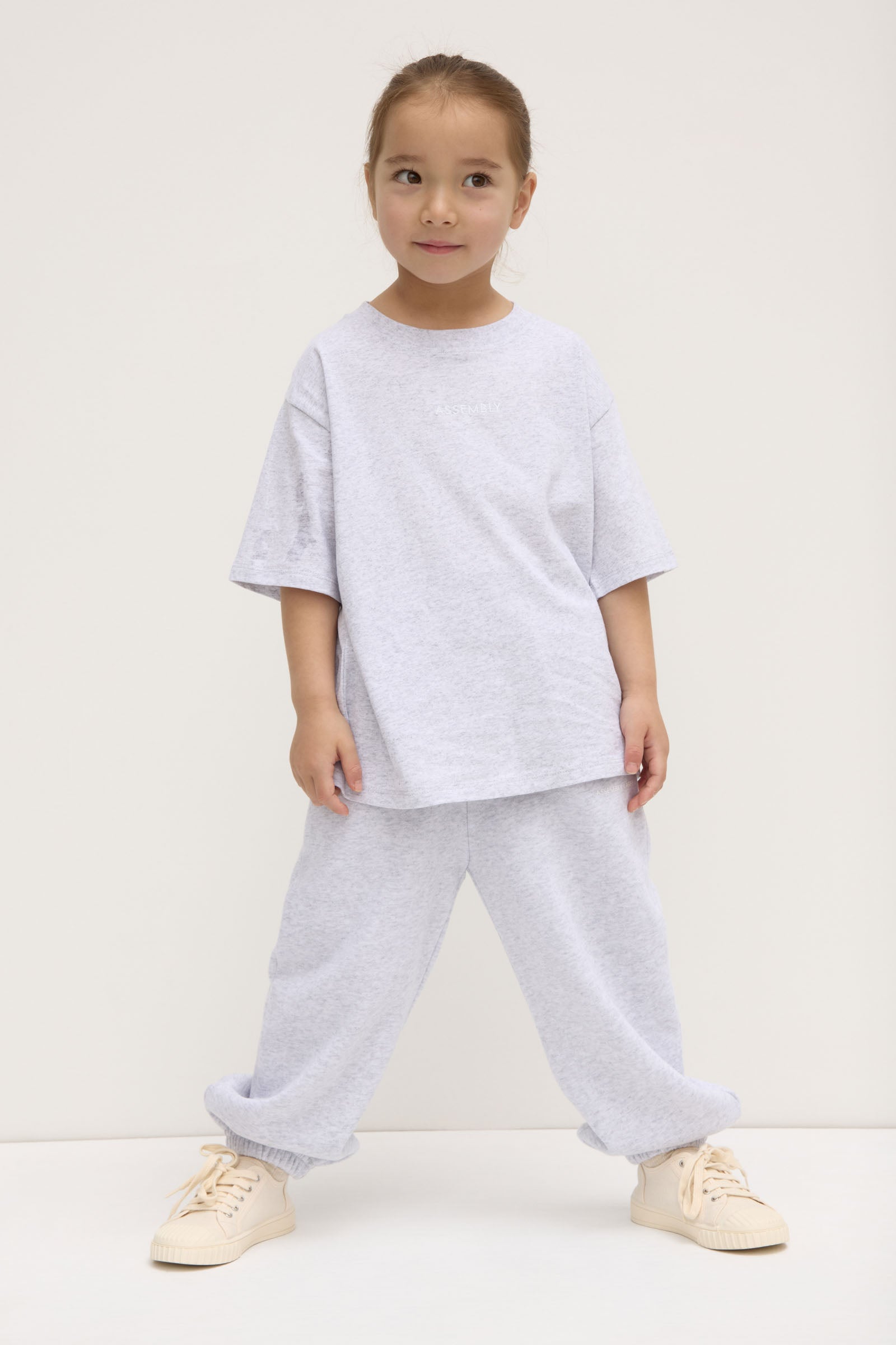 Kids Pax Tee - Heather Grey & White Marle Cotton T-Shirt for Boys & Girls | Comfortable Casual Wear for School & Play