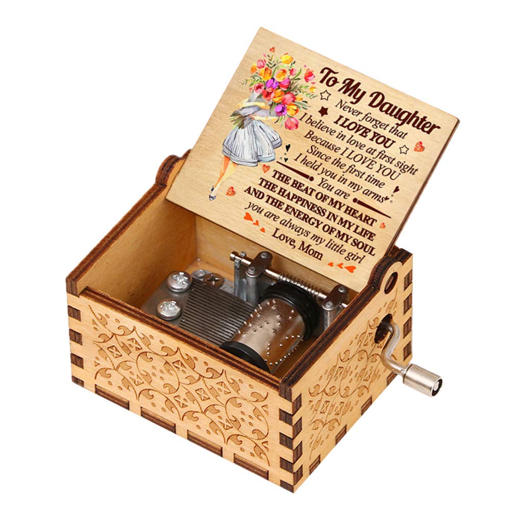 Tvoip Hand Crank Wooden Music Box - 'You Are My Sunshine' Musical Gift for Birthday, Anniversary, Christmas - Perfect Present for Daughter, Son, Mom, Dad - Romantic Home Decor for Bedroom, Nursery & Living Room