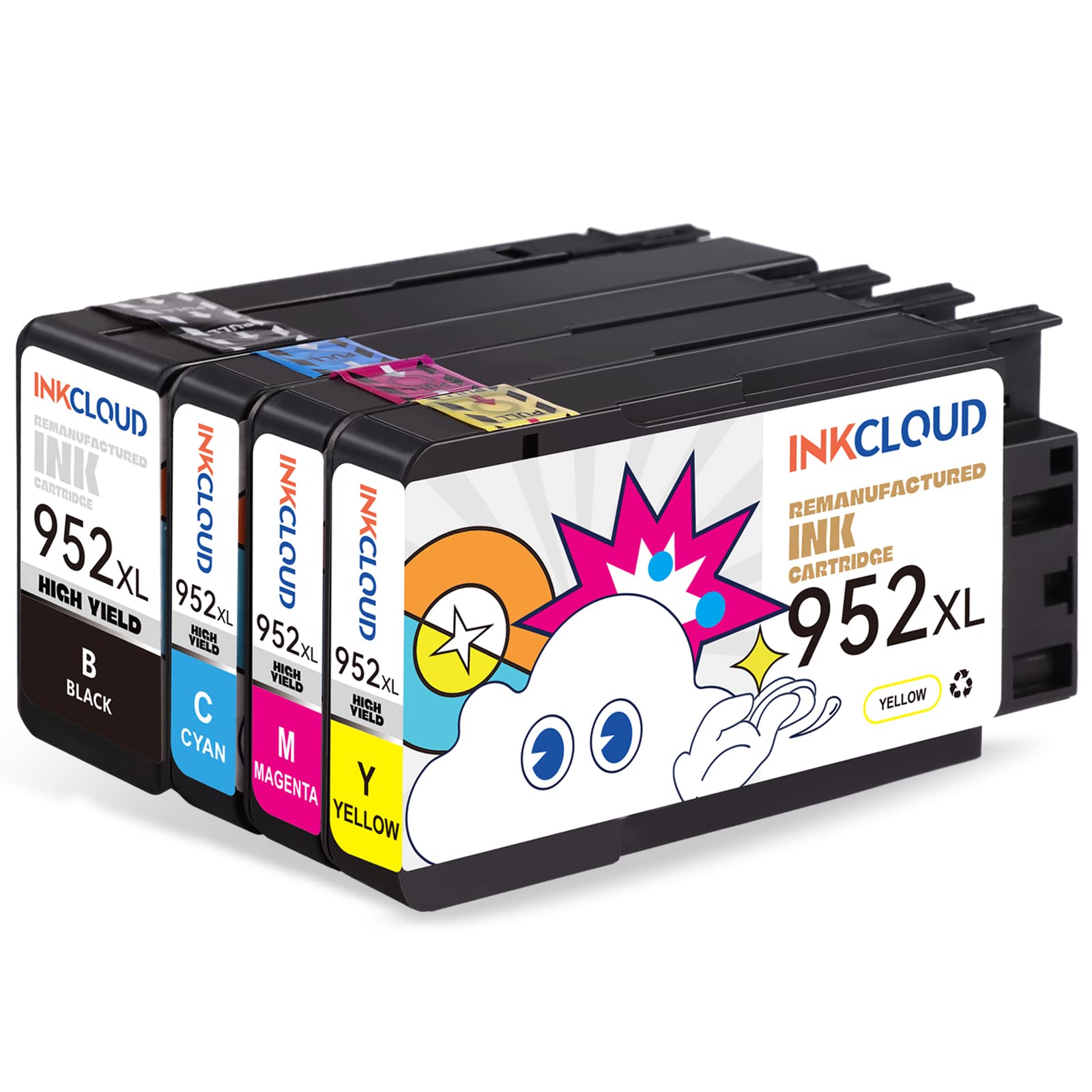 High-Quality Remanufactured HP 952 XL Ink Cartridge 4-Pack - Compatible with HP OfficeJet Pro 8210, 8710, 8720, 7740, 8740, 8730, 8728, 8702, 7720 Printers - Perfect for Home & Office Printing Needs