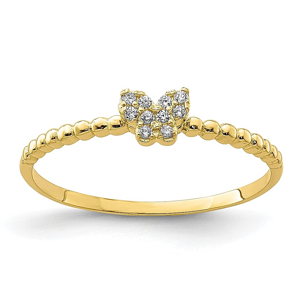 10K Yellow Gold Butterfly Cubic Zirconia CZ Band Ring - Size 7.00 Fine Jewelry for Women | Elegant Gift for Her, Birthday, Anniversary, Valentine's Day | Perfect for Everyday Wear & Special Occasions
