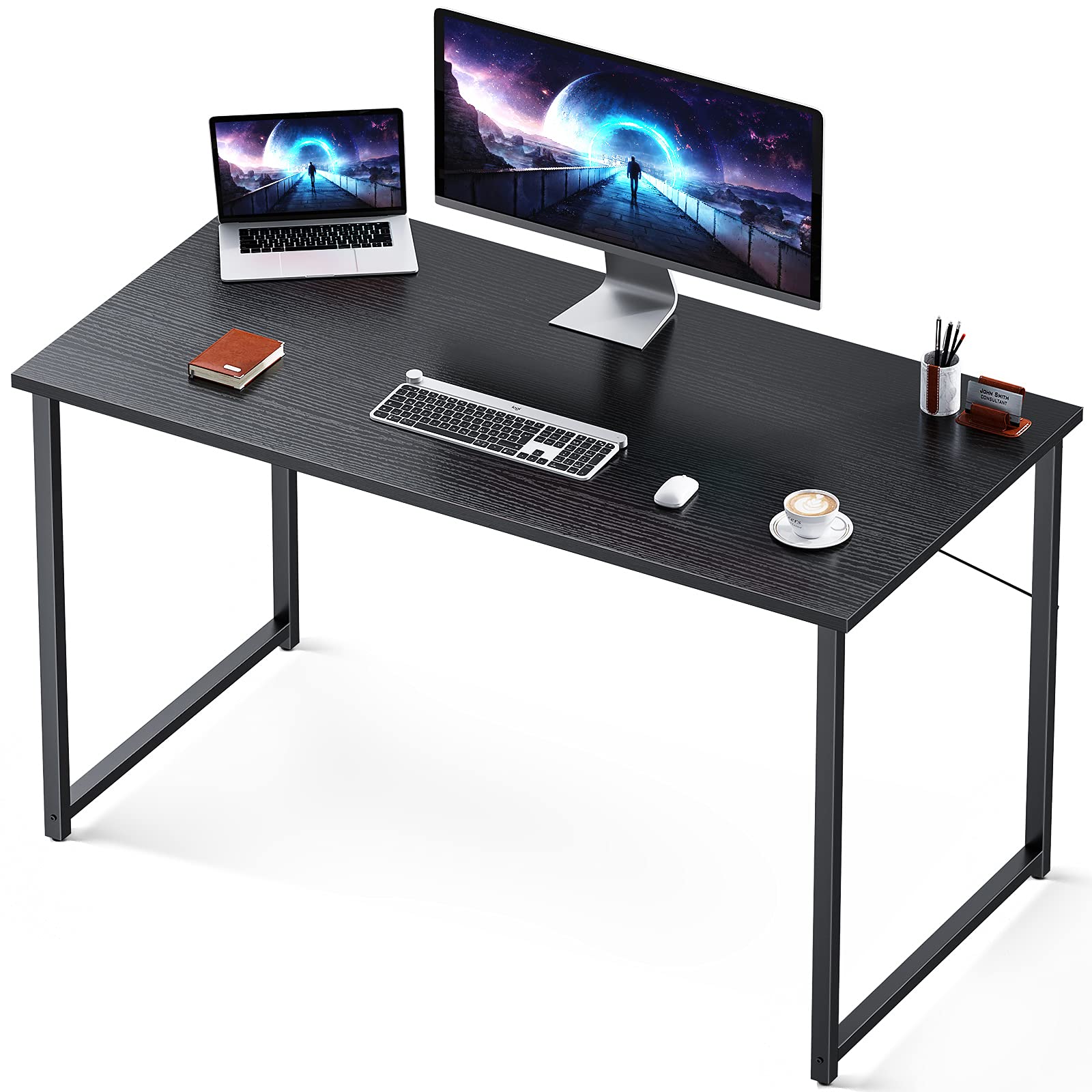 Coleshome 47 Inch Modern Simple Computer Desk - Home Office & Study Writing Desk for Students, Black | Perfect for Small Spaces & Remote Work