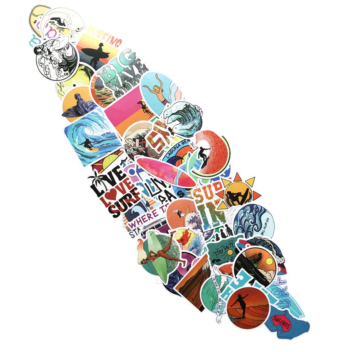 50Pcs Waterproof Vinyl Stickers - Surfing Decals for Laptop, Water Bottle & More | Aesthetic Sticker Pack for Teens, Girls & Women | Perfect for DIY Crafts, Scrapbooking & Personalizing Accessories