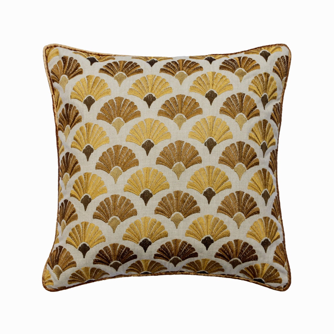 Autumn Flourish Beige Cotton Throw Pillow Cover - Soft Decorative Cushion Case for Sofa, Bed, Living Room & Home Decor