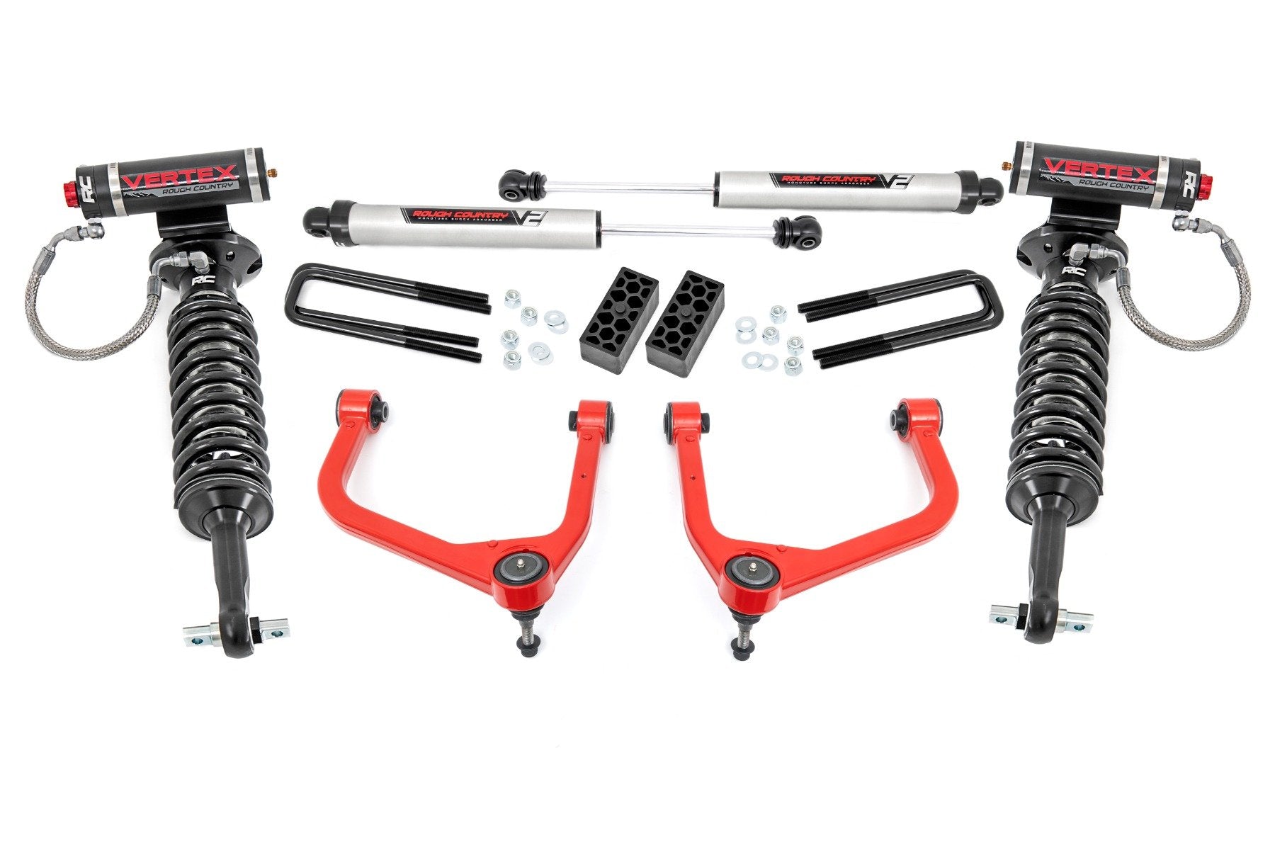 3.5 Inch Lift Kit for Chevy Silverado 1500 2WD/4WD (2019-2025 & Classic) - Vertex/V2 Suspension System - Part# 29557RED - Off-Road & Truck Performance Upgrade