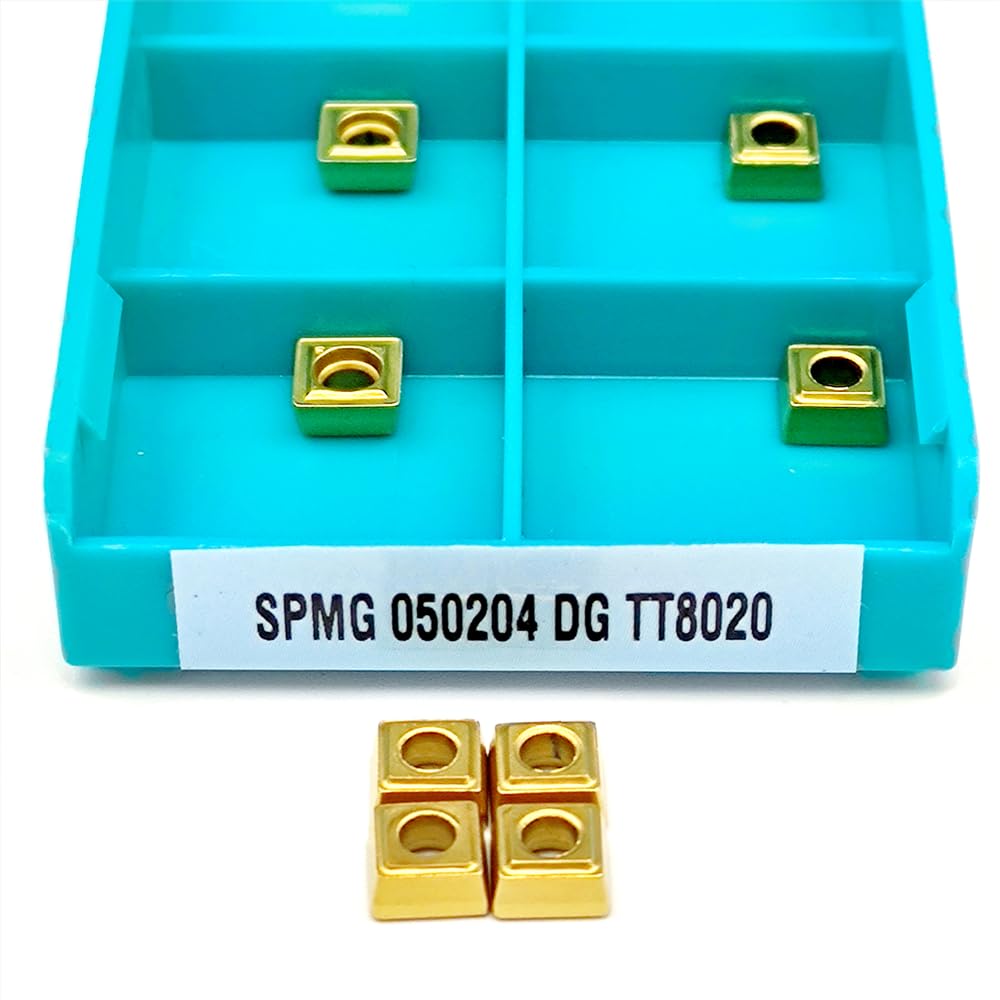 10-Piece SPMG050204-DG TT8020 Carbide Alloy Metal Turning Tool Set for CNC Lathe - High Precision Cutting Inserts for Metalworking & Machining - Perfect for Industrial, Automotive, and DIY Metal Fabrication Projects