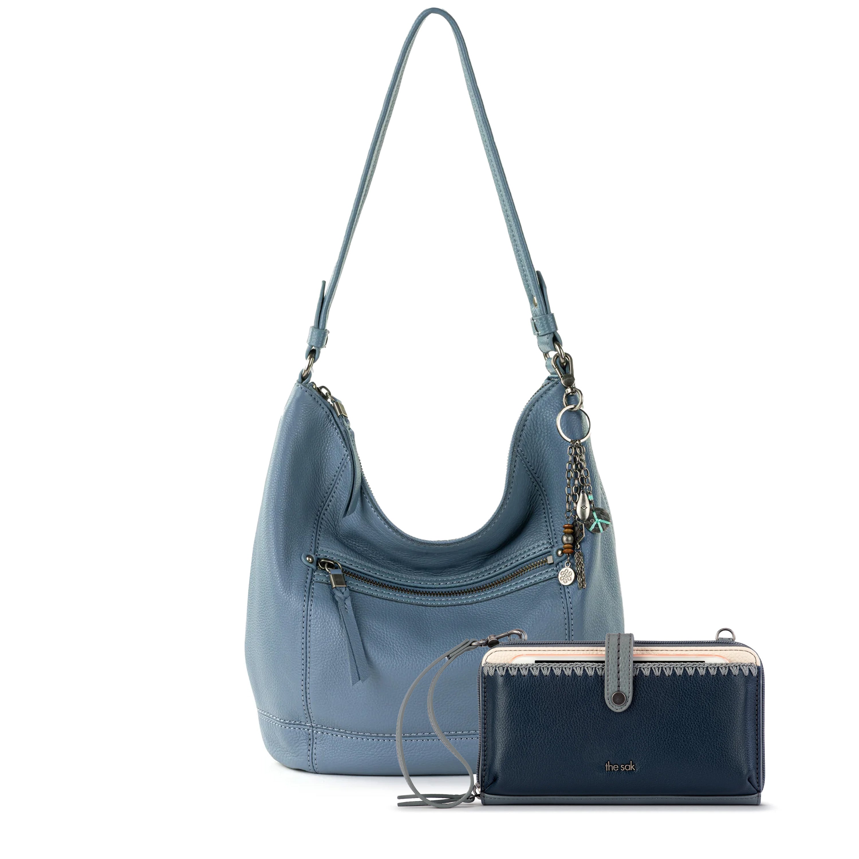 Premium Sequoia Leather Hobo Bag & Iris Large Smartphone Crossbody Purse Gift Set – Perfect for Travel, Work, and Everyday Use