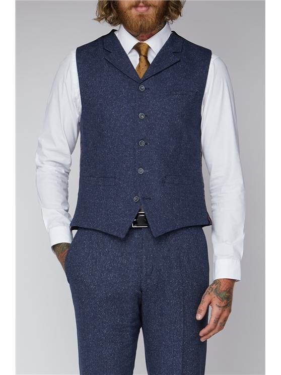 Gibson Blue Tweed Slim Fit Waistcoat Vest for Men - Classic Formal & Casual Wear - Perfect for Weddings, Office & Special Occasions