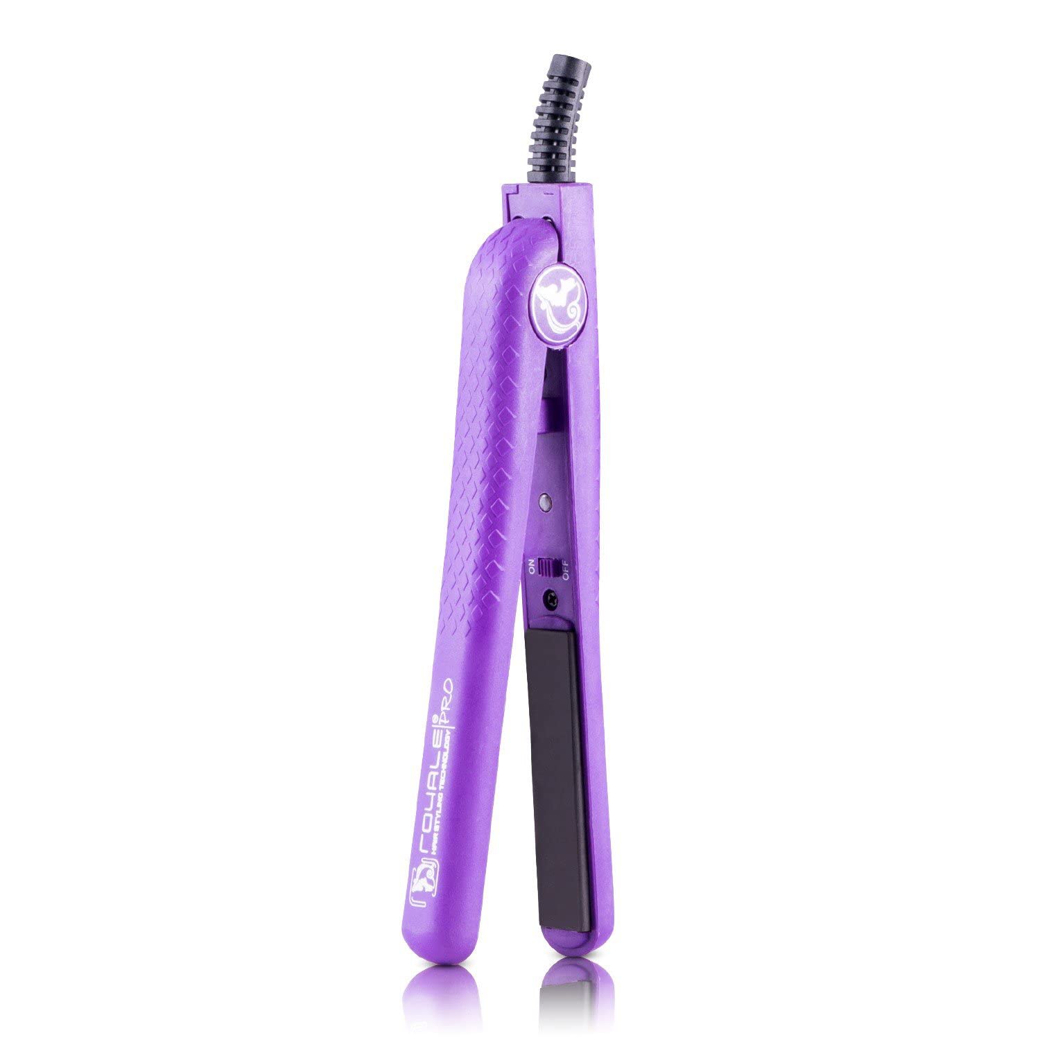 Royale Mini Ceramic Tourmaline Flat Iron Hair Straightener 0.5 Inch - Compact Travel Hair Straightener for Touch Ups, Roots & Bangs | Violet | Perfect for Home, Salon & On-The-Go Styling