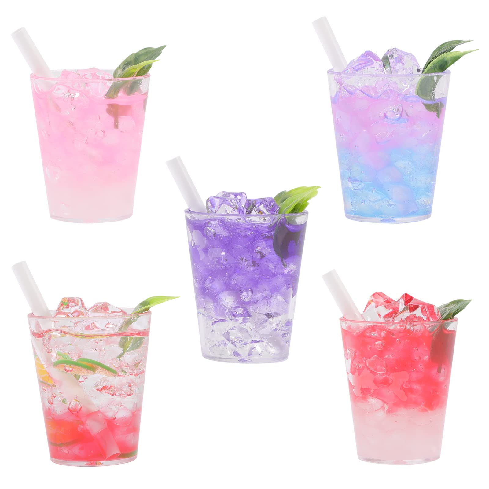 LUOZZY 5pcs Miniature Dollhouse Drink Set - Tiny Cups & Beverage Accessories for DIY Dollhouse, Fairy Garden, and Model Scenes - Perfect for Miniature Collectors & Craft Enthusiasts