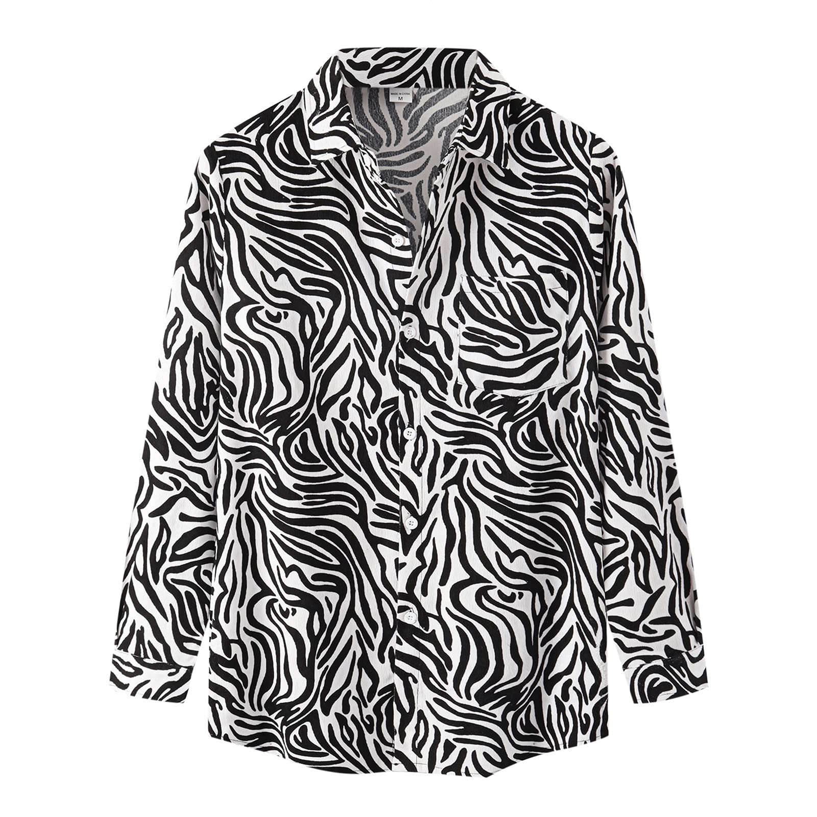 Men's Corduroy Shirt - Casual Long Sleeve Print Collar for Everyday Wear