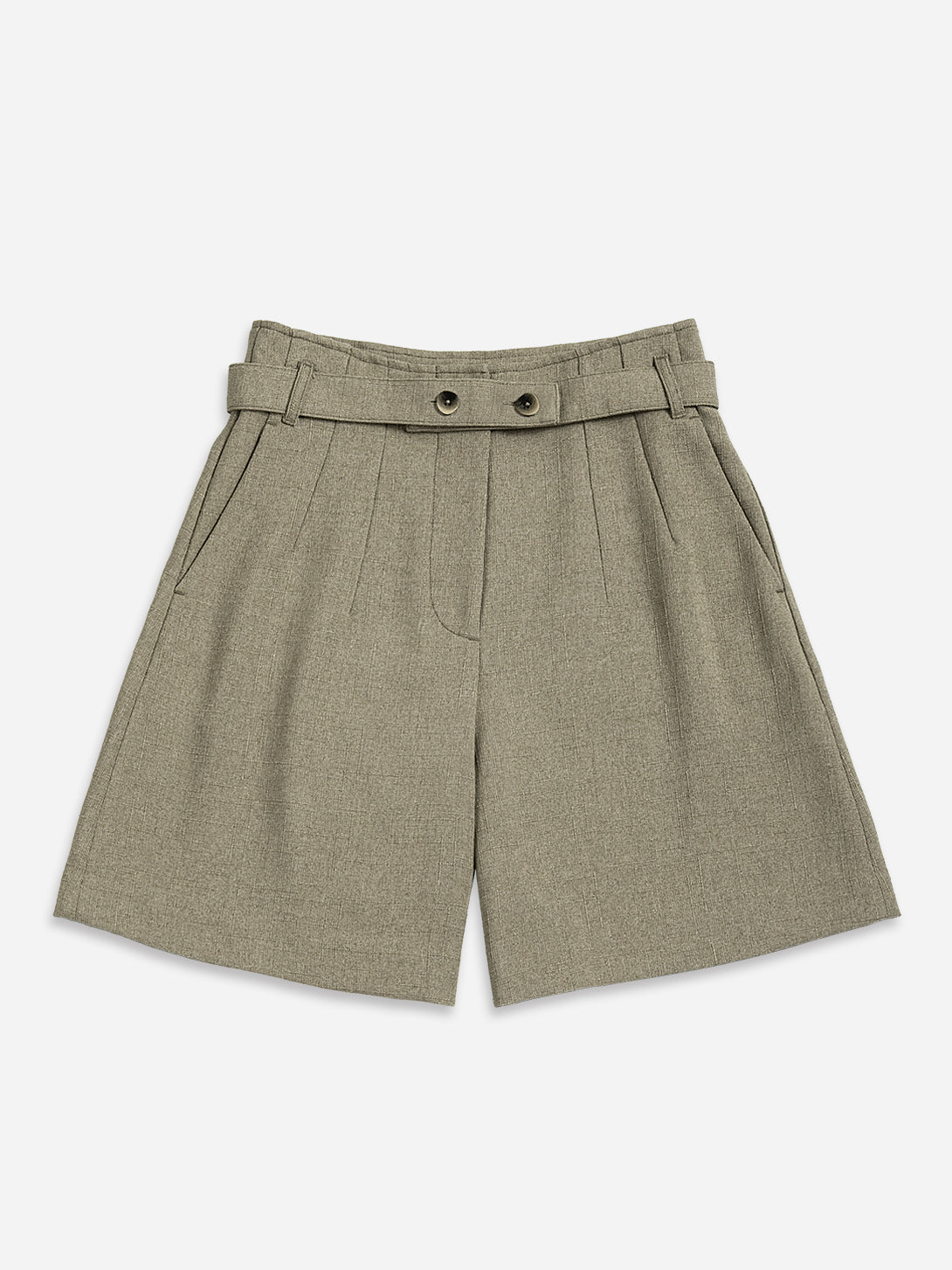 Stylish Pleated Belt Shorts for Women - High Waisted Casual Summer Shorts with Adjustable Belt | Perfect for Beach, Travel & Everyday Wear