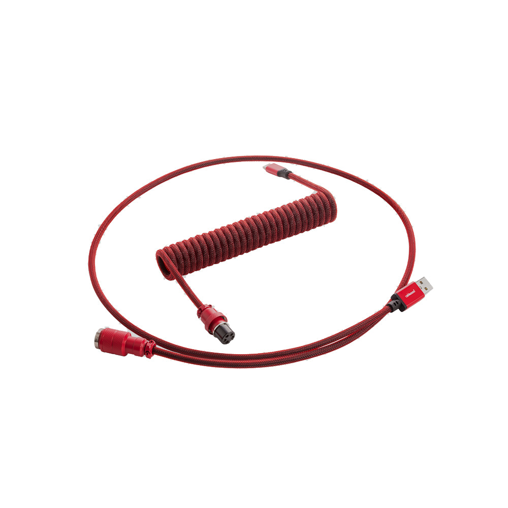 Premium CableMod PRO Coiled Keyboard Cable - Republic Red | USB-C to USB-A Braided Cord for Mechanical Keyboards | Perfect for Gaming Setups & Home Office Workspaces