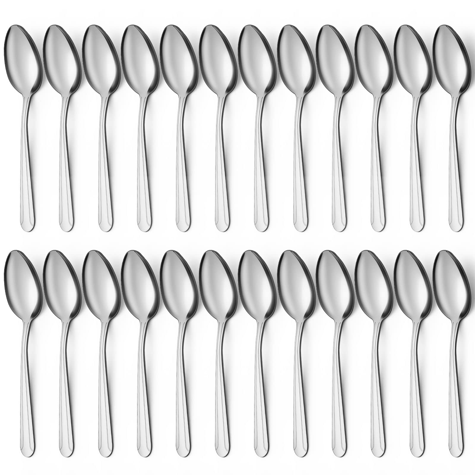 BEWOS 24-Piece Stainless Steel Spoon Set - 7.5 Inch Mirror Polished Tablespoons for Dining, Dishwasher Safe Silverware for Home & Restaurant Use - Perfect for Everyday Meals, Dinner Parties & Catering Events