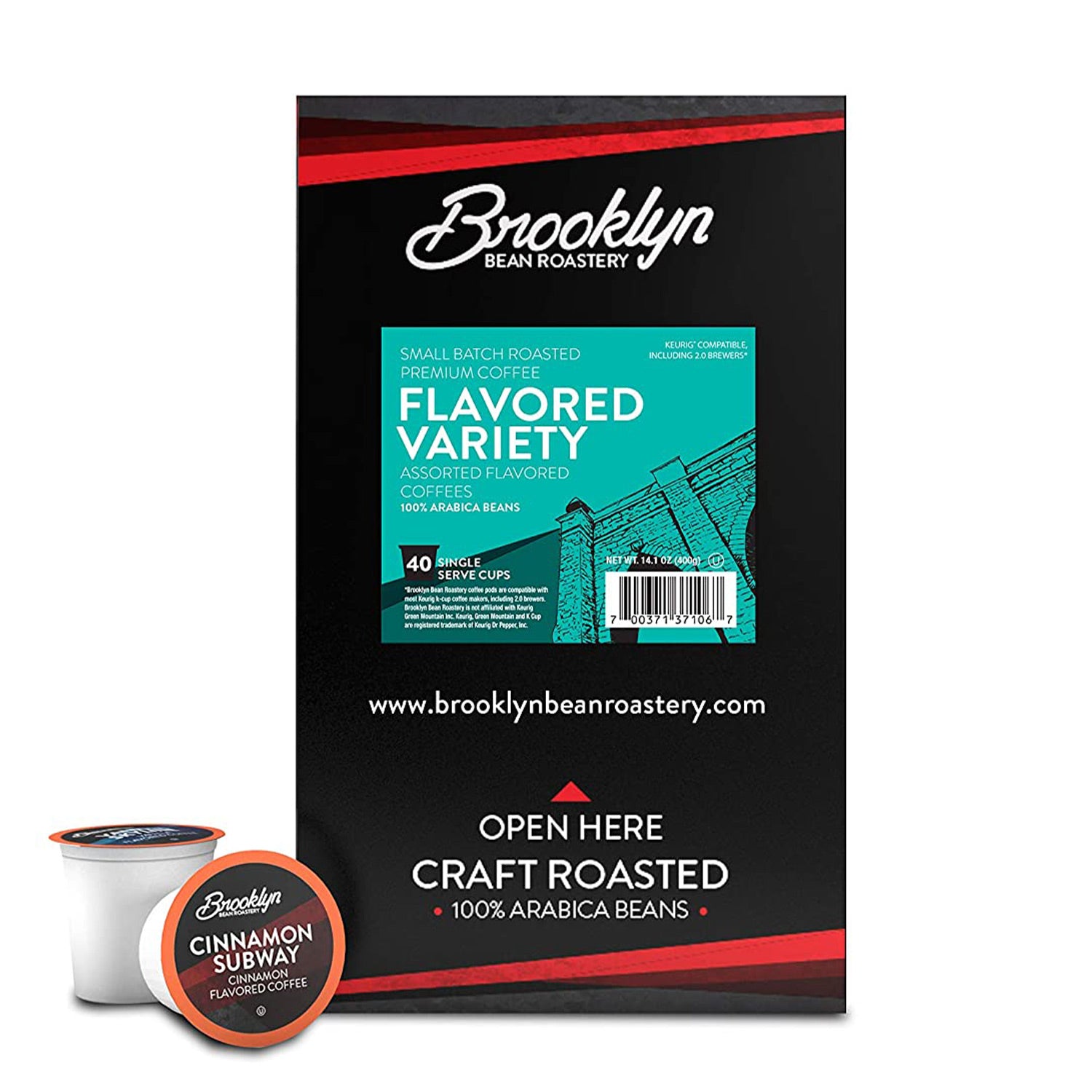 Brooklyn Beans Flavored Single Serve Coffee Pods Variety Pack - 40 Count | Perfect for Keurig & Office Coffee Makers | Morning Boost & Afternoon Pick-Me-Up