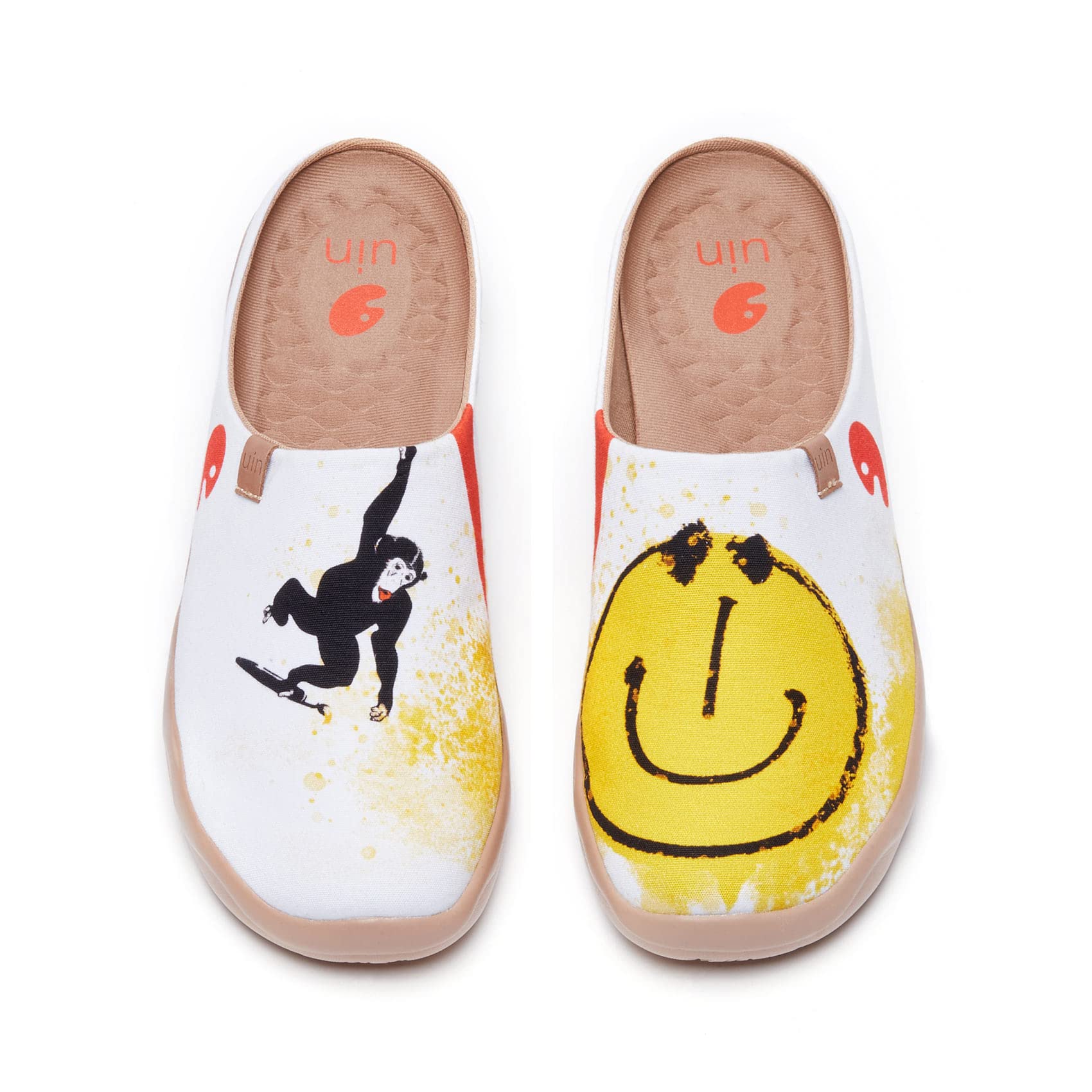 UIN Men's Painted Slippers - Lightweight Comfortable Mules for Walking, Casual Wear & Travel - Non-Slip Art Design House Shoes - Perfect for Home, Beach & Vacation (Malaga Style)