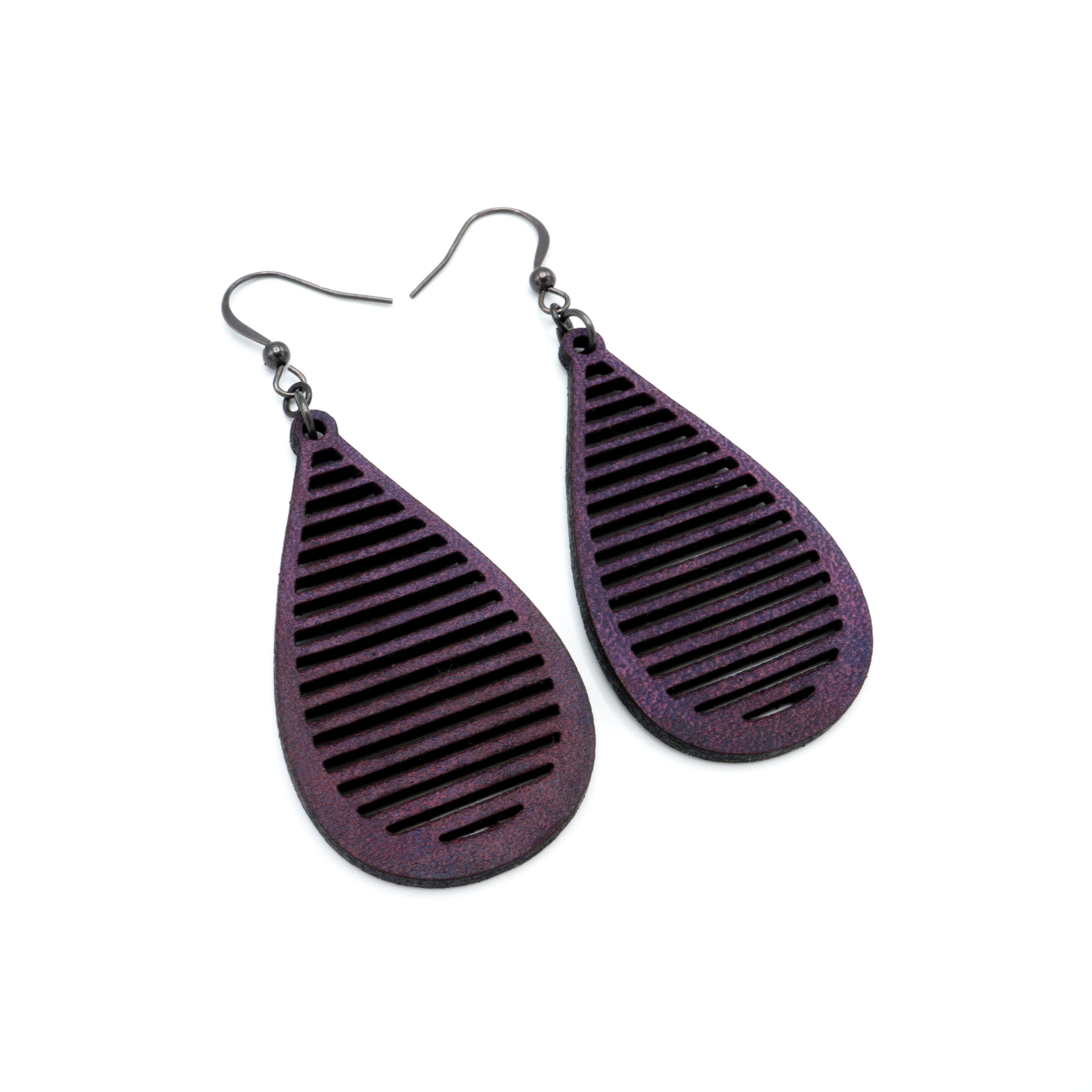 Handmade Purple Leather Earrings for Women - Boho Drop 05 [S] - Stylish & Lightweight Dangle Earrings for Everyday Wear, Parties & Special Occasions