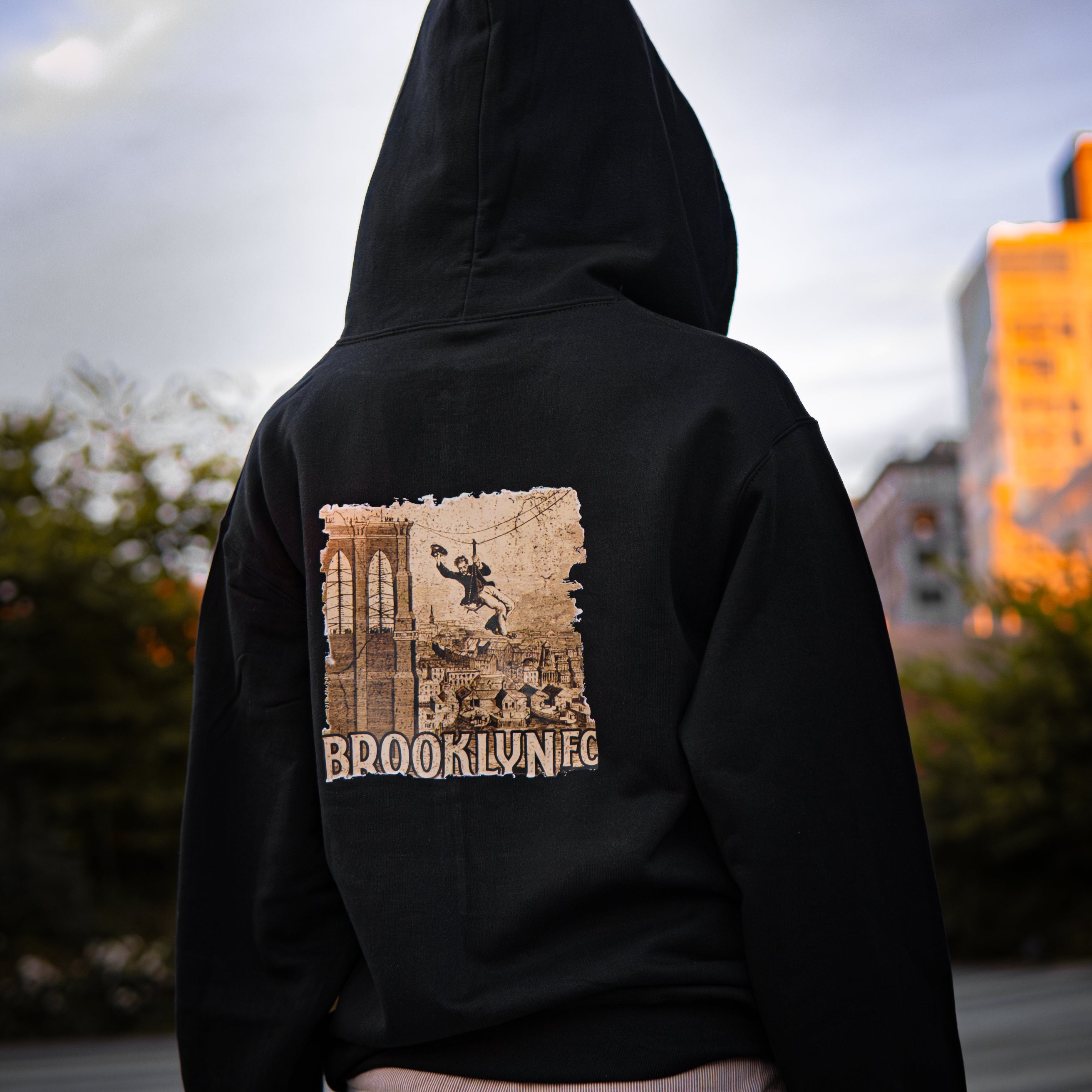 Brooklyn FC Bridge Retro Black Full Zip Up Jacket - Vintage Soccer Style Windbreaker for Men & Women - Perfect for Game Day, Casual Outfits & Streetwear Fashion