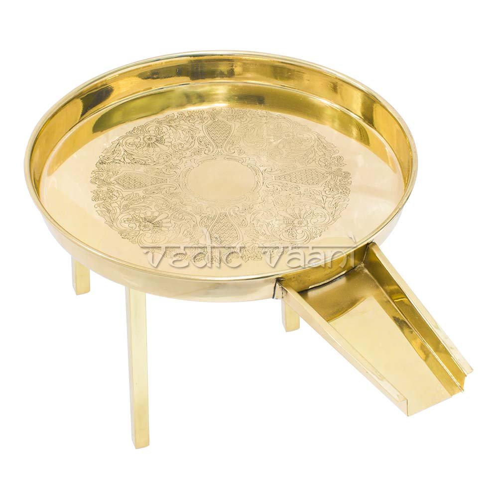 Vedic Vaani Lightweight Brass Abhishek Tray - Large Size for Hindu Puja Rituals & Temple Offerings