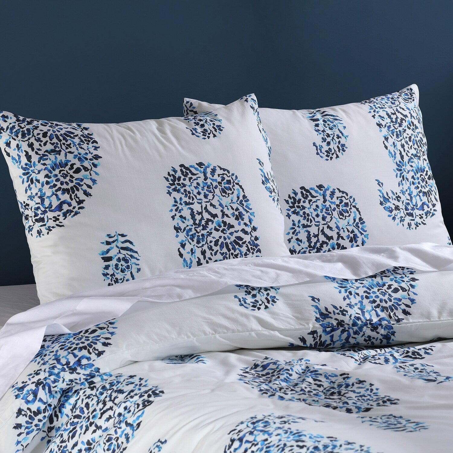Paisley Park Blue Cotton Percale Printed Duvet Cover Set - Soft & Breathable Bedding for Modern Bedrooms - Perfect for Master Bedroom, Guest Room & Dorm Decor
