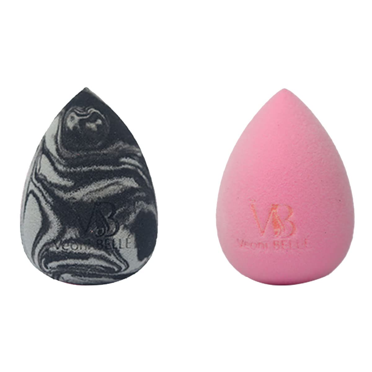 Veoni Belle Beauty Blender Sponge Set - 2 Pack Super Soft Makeup Sponges for Liquid Foundation | Microfiber & Velvet Blenders + Tear Drop Shape | Perfect for Professional Makeup Application & Travel