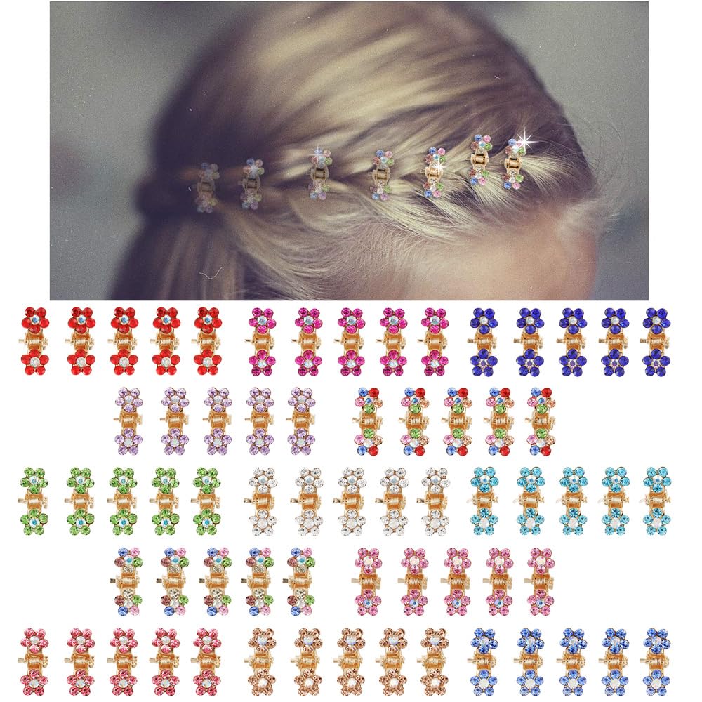Mini Hair Claw Clips - No-Slip Rhinestone Metal Clips for Women & Girls | Party & Daily Use