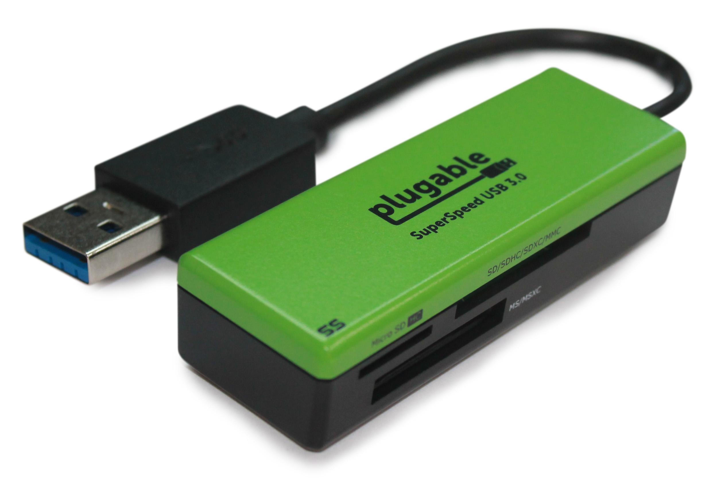 Plugable USB 3.0 High-Speed Memory Card Reader for SD, Micro SD, CF Cards - Fast Data Transfer for Photography, Video Editing & File Backup