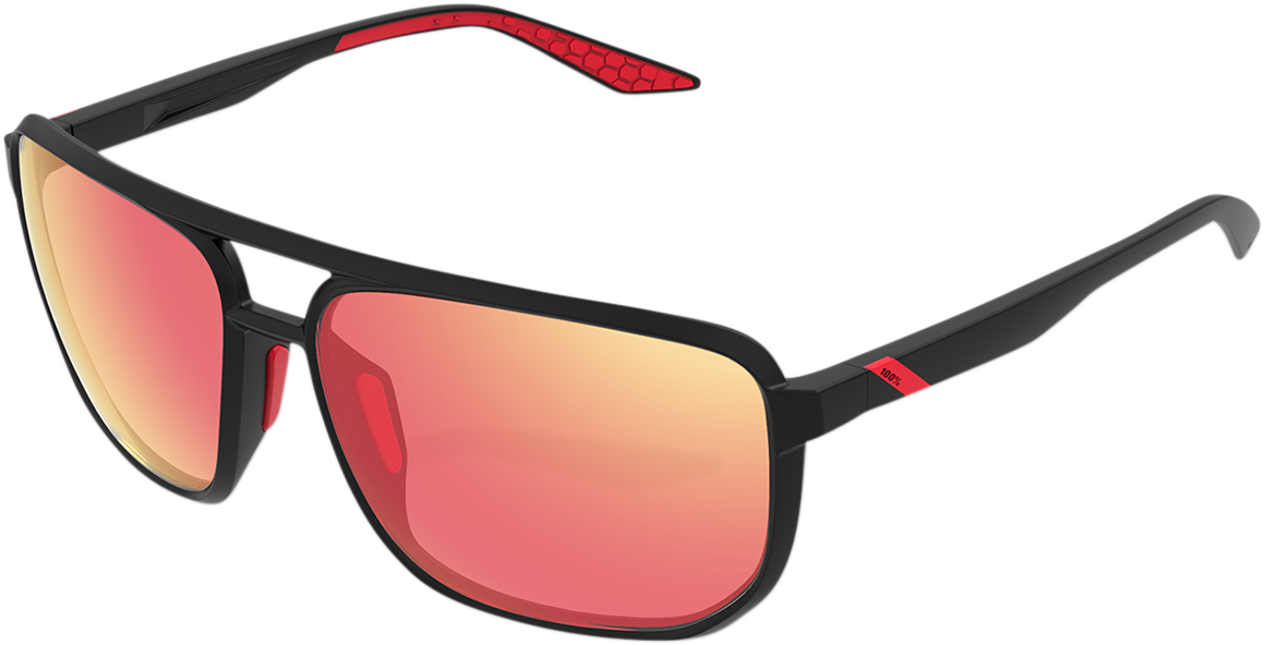 Konnor Aviator Sunglasses for Men & Women - Square Frame, Black with Red Mirror Lens - UV Protection, Classic Pilot Style (Model 61043) - Perfect for Driving, Outdoor Activities & Fashion Accessories