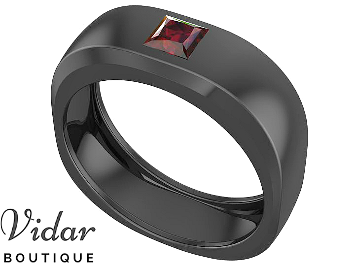Unique Black Gold Men's Ruby Wedding Band Ring - Elegant & Durable for Engagement, Anniversary & Special Occasions