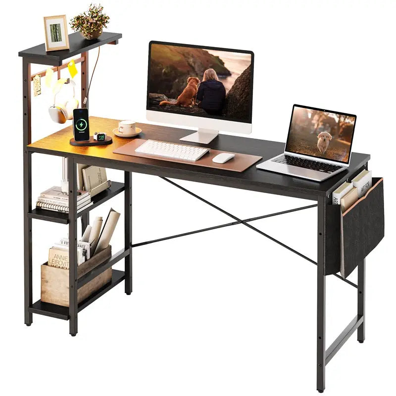 Bestier 51 Inch LED Gaming Desk with 4 Tier Shelves & Storage Bag - Perfect for PC Gaming Setup, Home Office & Streaming Station