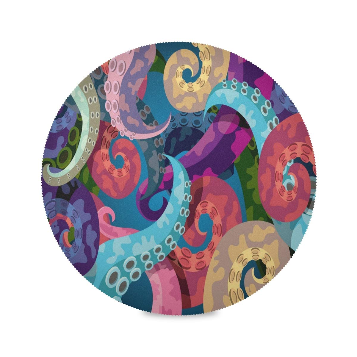Ocean Sea Animal Octopus Round Placemats Set of 1 - 15.4 Inch Non-Slip Table Mats for Kitchen, Dining Table, Holiday Party & Home Decor - Perfect for Beach Themed Dinner, Seafood Restaurant Decor, and Coastal Style Entertaining
