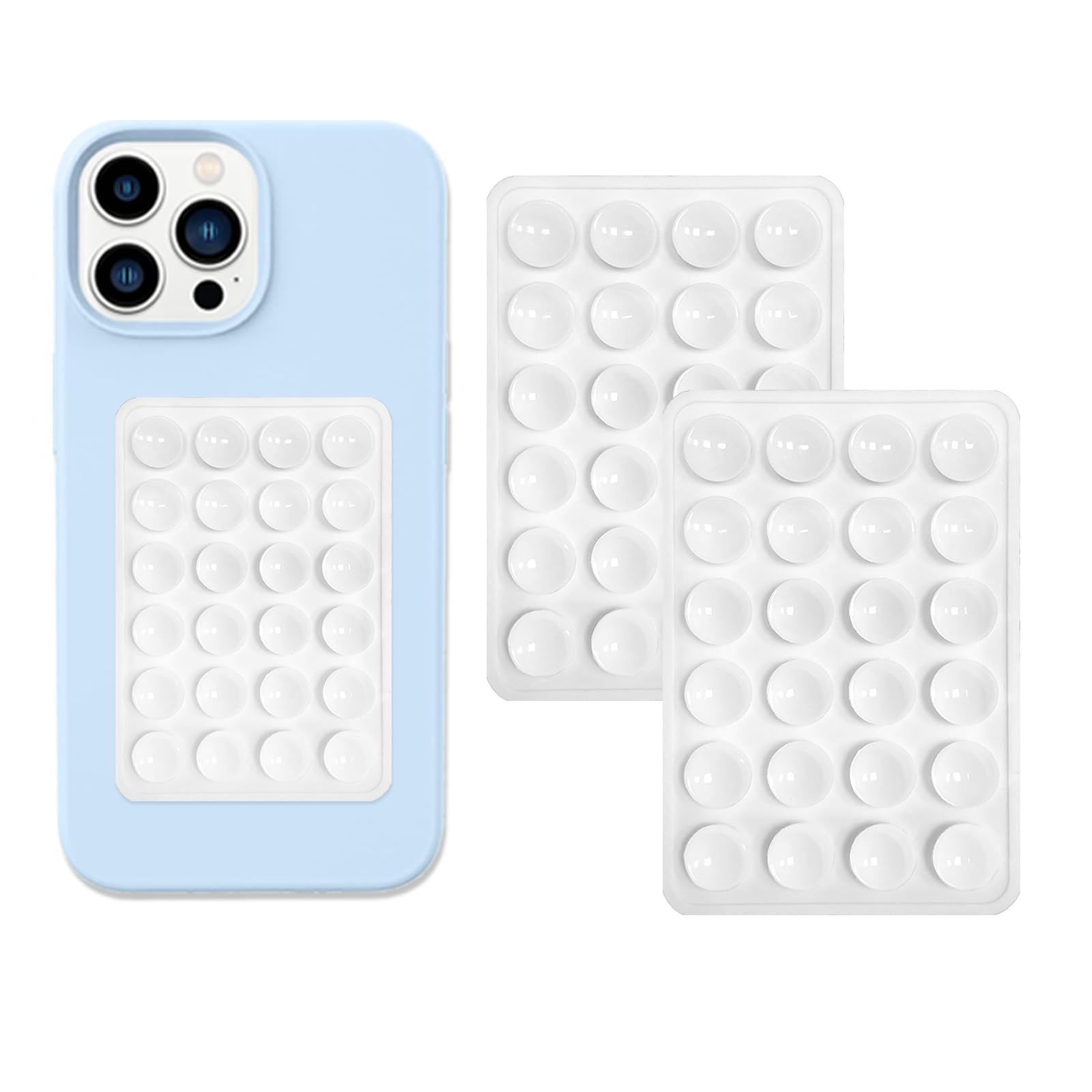 2-Pack Silicone Phone Mount - Non-Slip Suction Cup Holder for Selfies & Videos - White