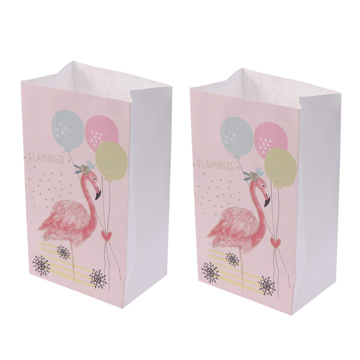 Amosfun 12PCS Flamingo Pattern Party Favor Bags - Cute Cartoon Paper Candy Bags Without Handle for Birthday, Wedding & Baby Shower Favors | Perfect for Party Decorations, Candy Packaging & Gift Giving