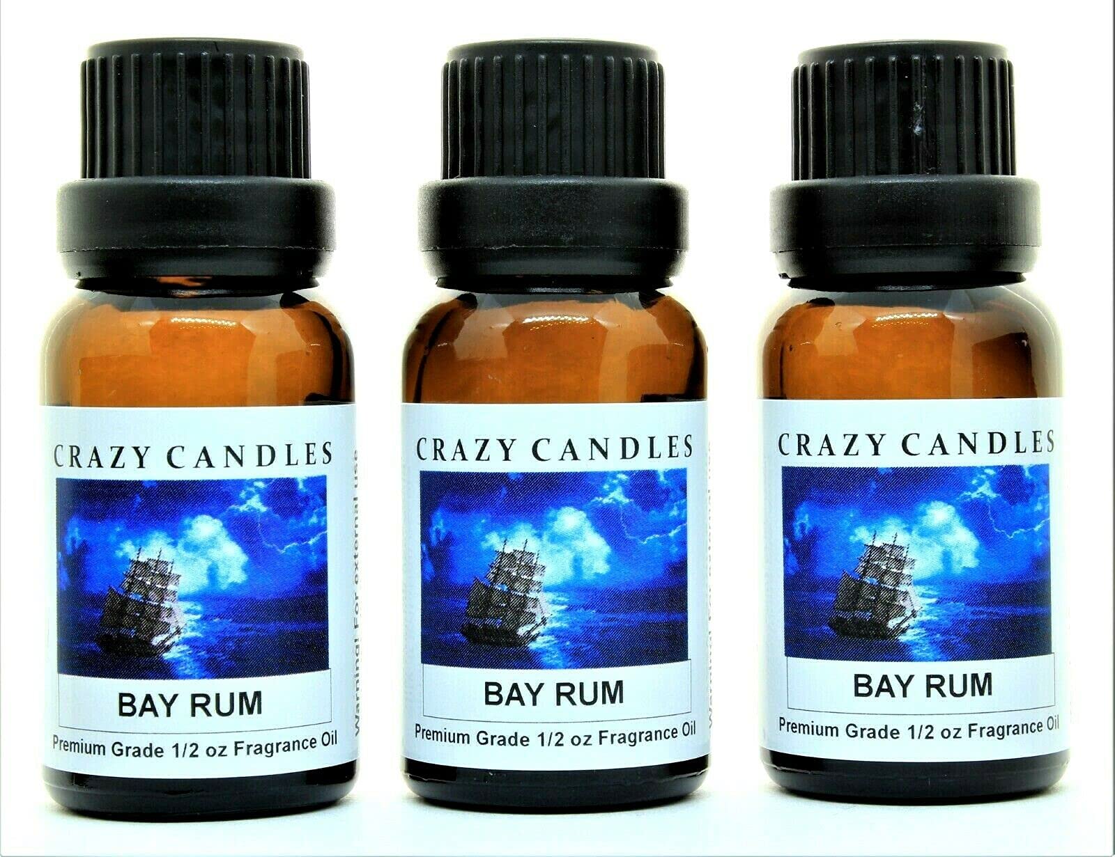 Premium Bay Rum Scented Fragrance Oil - 3 Pack (1/2 FL Oz/15ml Each) - All-Natural Aromatherapy Oils for Candles, Soaps & Diffusers - Perfect for Home Spa, Relaxation & Gift Giving
